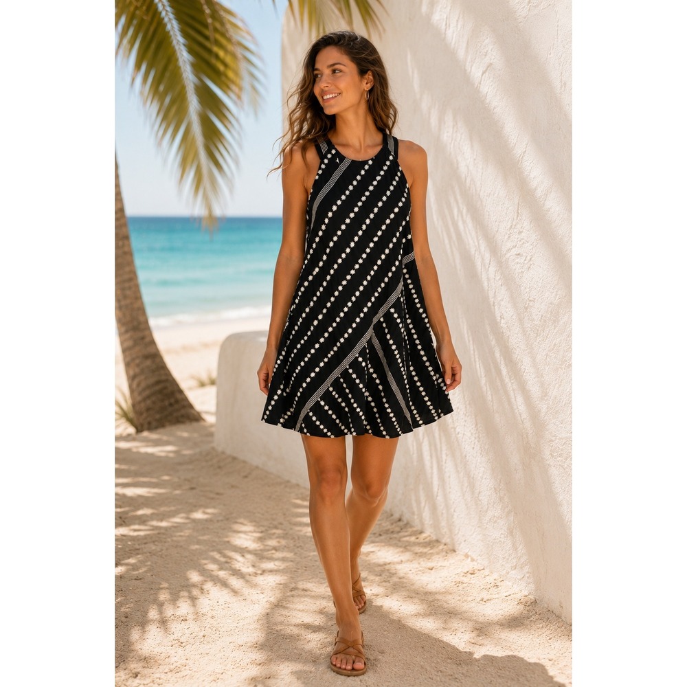 Free People Daisy Chain Embroidered Mini Dress Open Back Medium, NWT